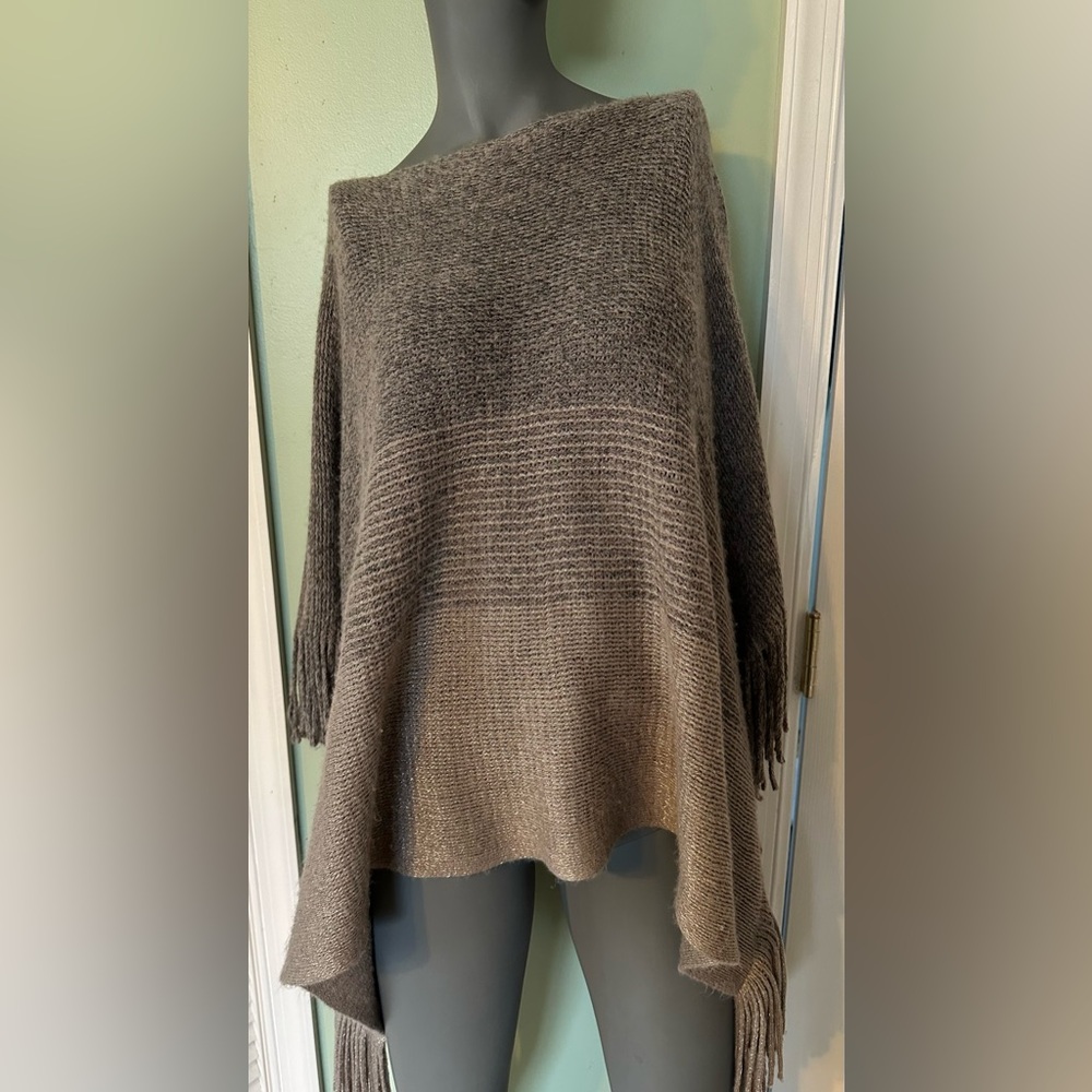 Crosstree Lane Fringe Poncho Overpiece Shawl Sweater OS One Size Boho